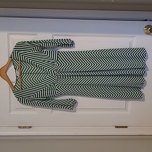 Chevron Stripe Dress Green/White Sz Small